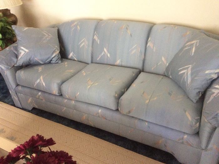 Flexsteel sofas (2) identical soft blue and tan