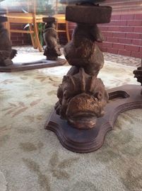 Large glass top table with Gargoyle base