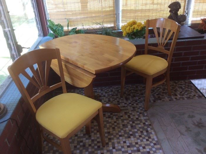 Vintage chairs and small drop leaf table