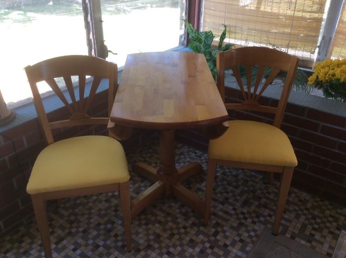 Vintage chairs and small drop leaf table