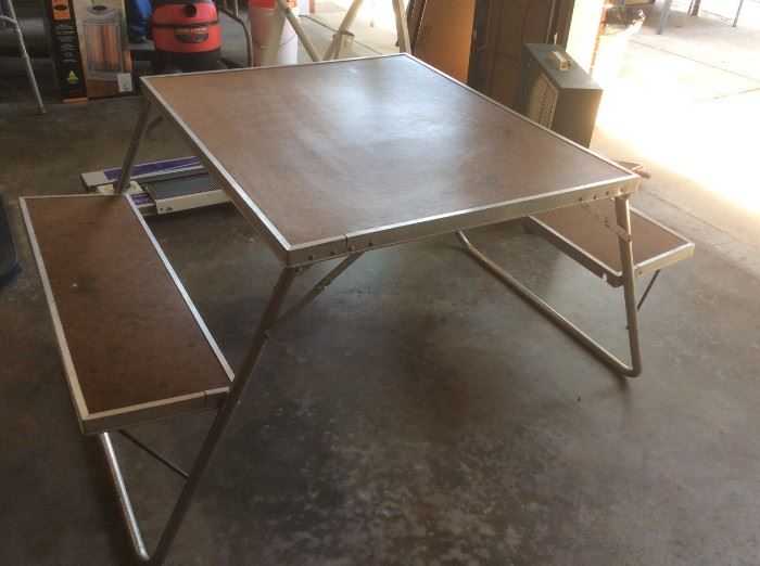 Fold up aluminum camping table