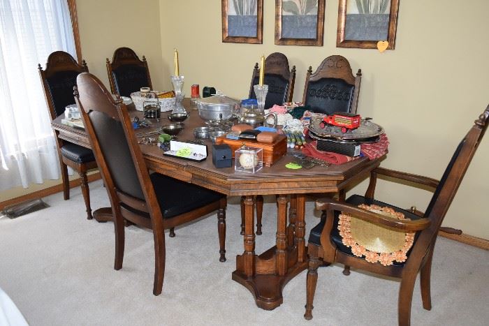 Dining Room Table with 6 Chairs & Decor Items