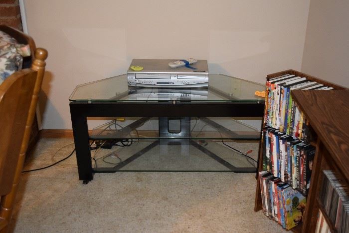 Glass Shelving Unit with VCR/DVD Player