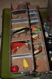 Fishing tackle box with lure