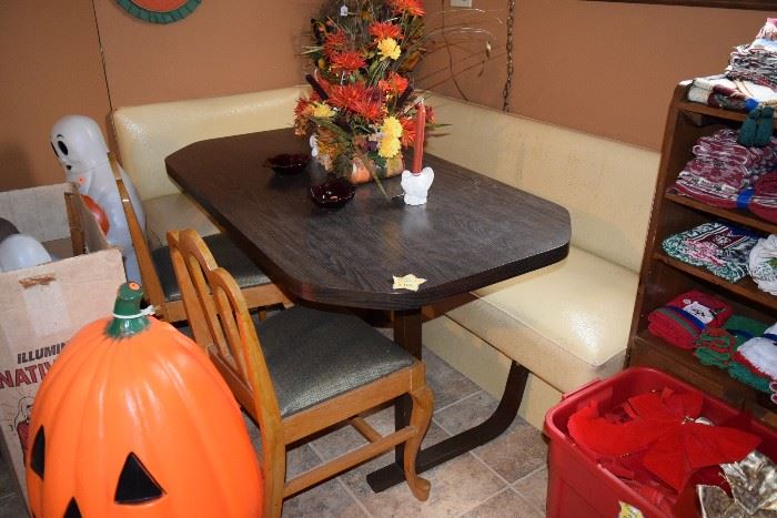 Seasonal decor, table, chairs