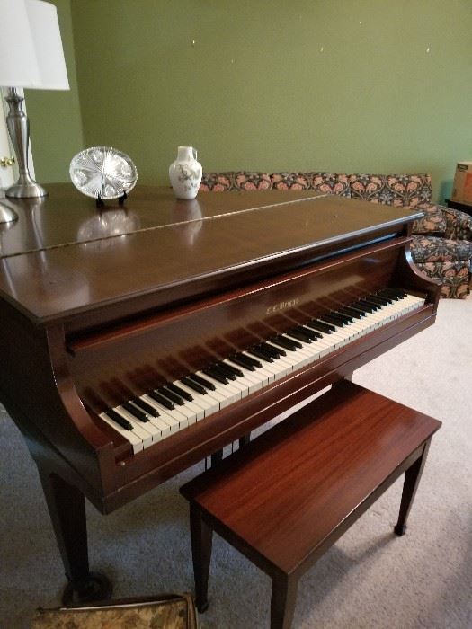 100 year old CC Briggs piano - "apartment grand" 54" wide 56" long 40" tall