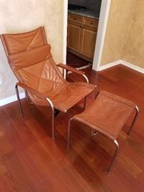 Mid-century modern leather chair - this is from Switzerland. Much nicer than anything you would find at a big box store!
