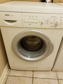 Bosch washer and dryer set. Dryer is electric. This is a small set measuring 23.5 inches wide, 34 inches tall, and 21 inches deep. Comes with kit to stack them together. 220 volts.
