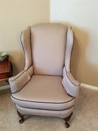 Wing-back upholstered chair. There are 2 of these. 