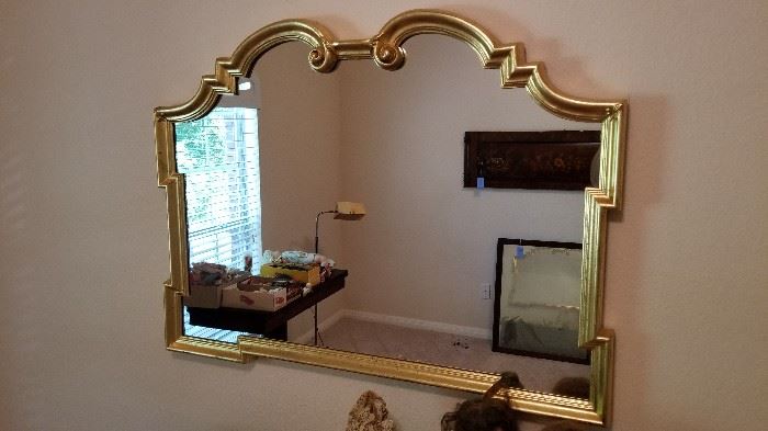 Gold trimmed wall mirror 34" wide 32" tall