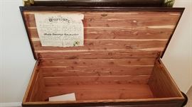 Antique Bluebird cedar chest 45" long 19" deep  30" tall