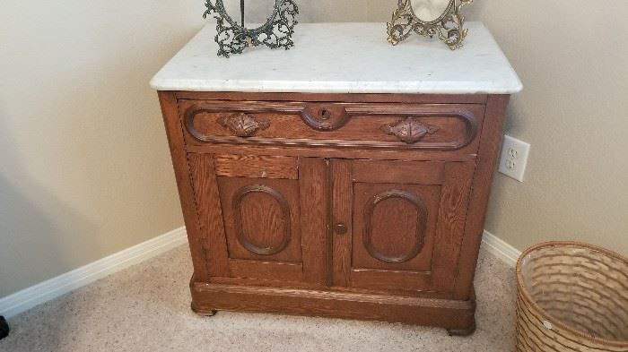 Marble topped antique side table