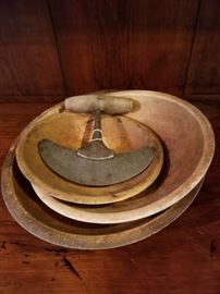 Wooden bowls with vintage chopper