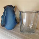 Blue Blown Glass Basket