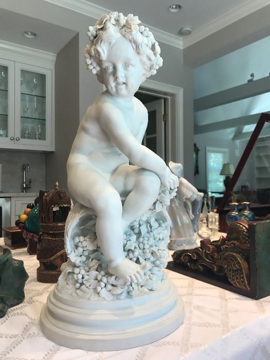 LARGE [NEARLY 2 FEET] SIGNED PORCELAIN CHERUB- EARLY 19TH CENTURY