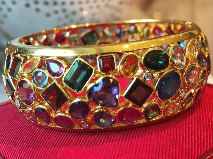24K GOLD [.999] PRECIOUS STONE STUDDED CUFF.  CUSTOM MADE BY OWNER IN THE 1970S.