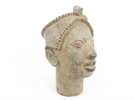 Antique Yoruba Wunmonije Benin Ile-Ife Lost Wax Bronze Bust