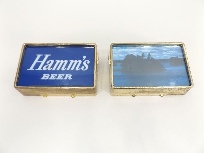 2 Vintage Brass Framed Hamm's Beer Advertising Signs 
