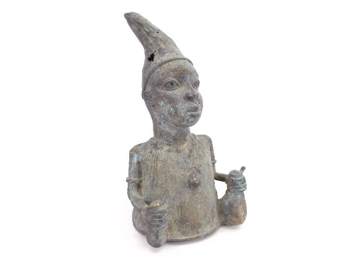 Antique Yoruba Wunmonije Benin Ile-Ife Lost Wax Bronze Bust
