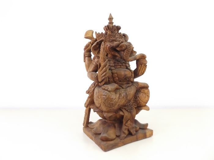 Large High End Carved Wood Statue of Lord Ganesh
