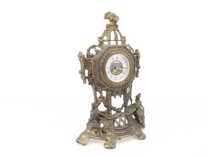 Antique Brass West Germany Figural Wind-Up Clock
