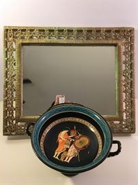 Handmade Greek Bowl & Mirror with Woven Frame   https://ctbids.com/#!/description/share/27497