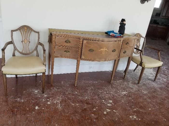Kensington English antique and matching arm chairs