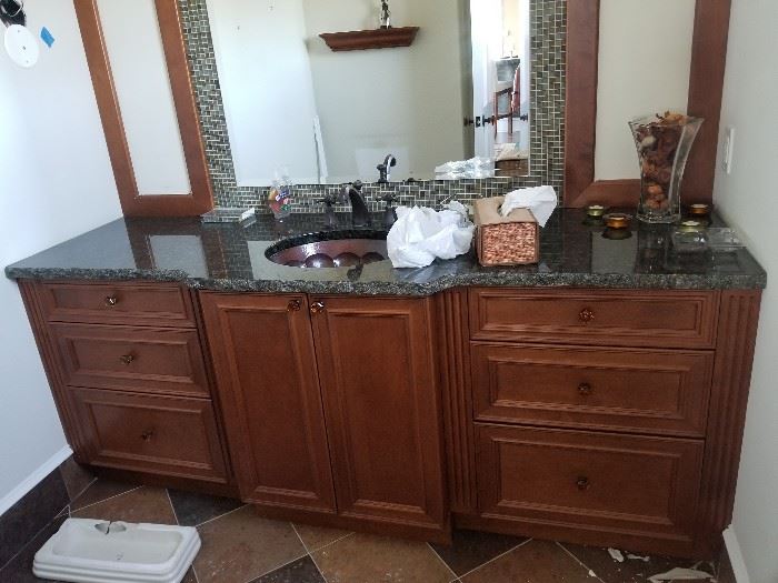 Spectacular bath vanity with mosaic sink