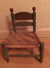 Childs chair with rush seat