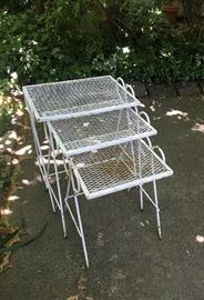 patio white metal nesting tables