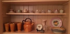 Teacups and stoneware coffee set