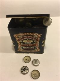Tin with beer caps