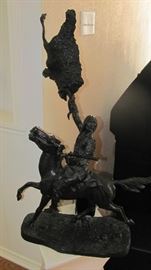36" Frederick Remington Large Bronze Statue. Buffalo Signal.