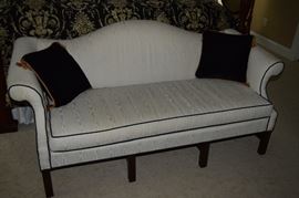 White on White Sofa Trimmed in Black 64" Wide X 32" Deep X 32" Tall