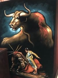 Velvet bullfighting painting