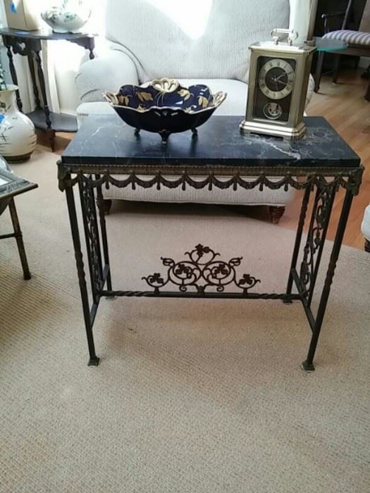 Marble Top Table and Accessories