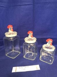 Antique LE Smith Rooster Canisters