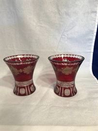 Red cut to clear Vase pair 