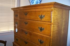 Tiger Maple, dovetailed drawers, top