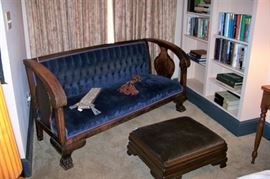 Empire sofa, foot stool, early