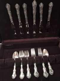 Set of Strasbourg sterling - service for 6 - including knifes, dinner forks, salad forks and teaspoons