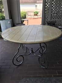 Wonderful table, pickled oak top, metal base
