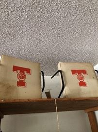 Two (2) vintage University of Texas foot stools.