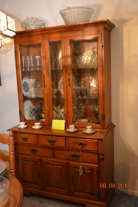 Vintage Tell City China Hutch with Bowed Glass Doors