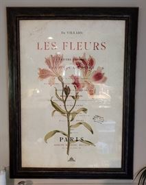 Stamped and Signed from the New York Botanical Gardens Library,  A Large Framed French Floral