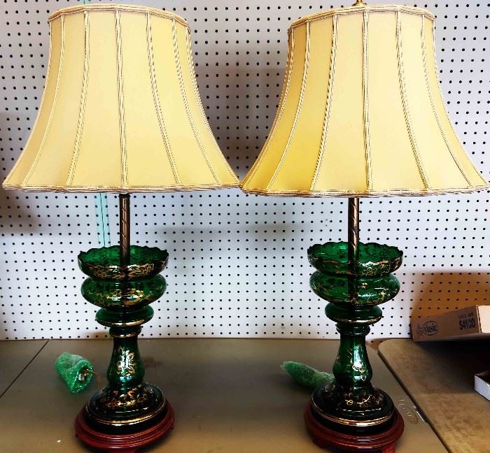 Pair of Austrian Glass Table Lamps