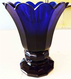 Antique Cobalt Blue Vase, Signed