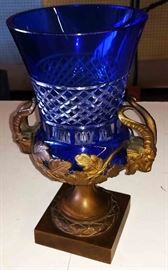 Antique Austrian Blue Cut Glass, Signed