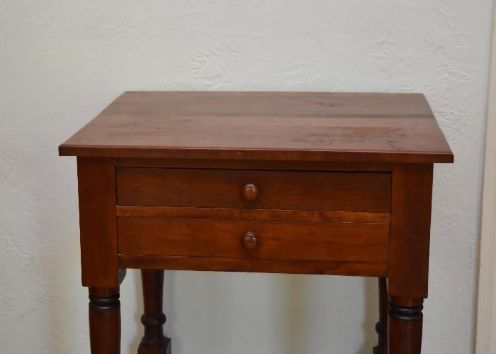 BUY IT NOW!  $75 - Antique Cherry Table with 2 Drawers (approx. 21.75" L x 17.25" W x 30" H)