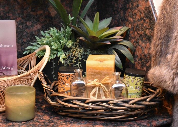 Baskets, Candles, Decorative Artificial Plants